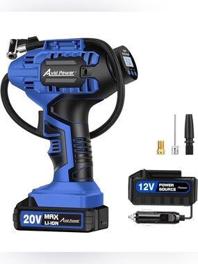 AVID POWER Tire Inflator Portable Air Compressor,20V Cordless Tire Pump, New